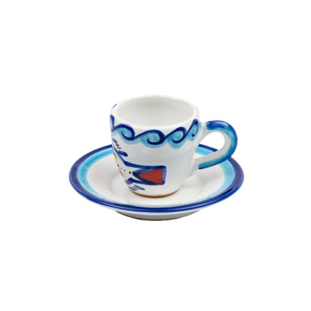 Ceramic Coffee Cup with Saucer Levante desimone pottery TZZ56LE Ceramic Coffee Cup with Saucer Levante desimone pottery TZZ56LE